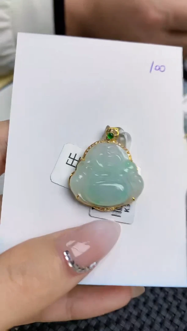 【闪购商品】翡翠颈饰18K金镶嵌 天然翡翠A货