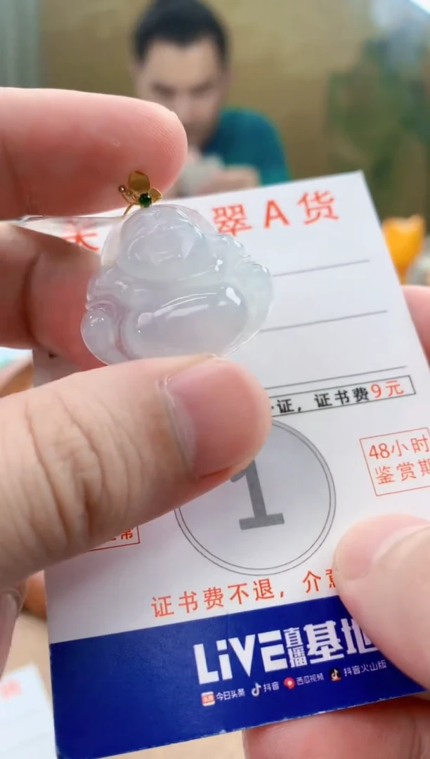 颈饰18K金镶嵌翡翠天然A货翡翠挂件