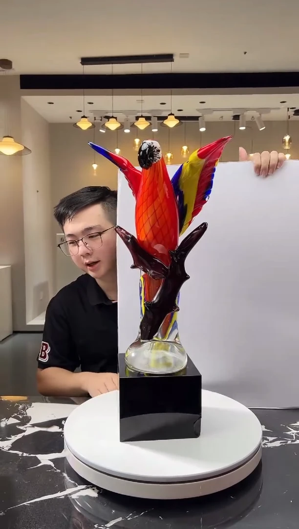 摆件巴比特美学 五彩金刚鹦鹉加底座