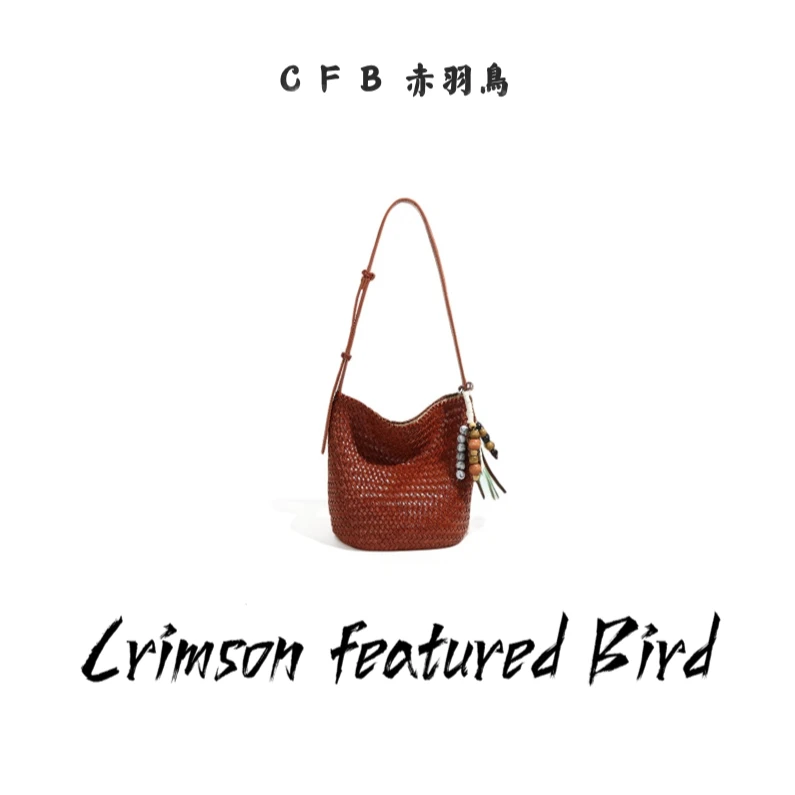 水桶包编织都市简约单根单肩包百搭肩包鳄鱼纹小众