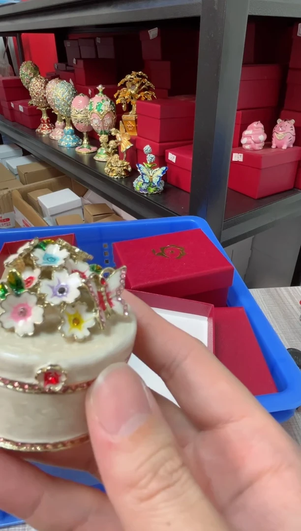 【闪购商品】瓷片年货节福福价格高质珐琅彩合金摆件首饰盒