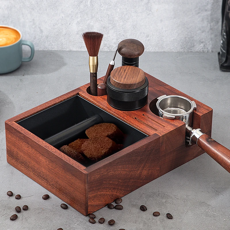 GUOKAVO 咖啡压粉底座多功能渣盒布粉器压粉锤手柄器具工具收纳座