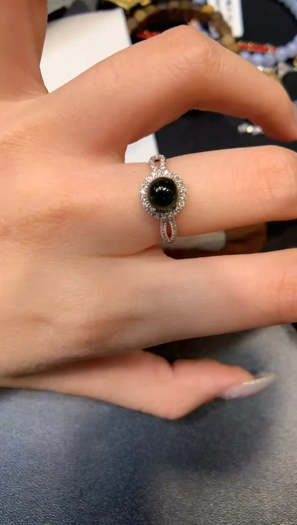 银S925镶嵌戒指翡翠戒指