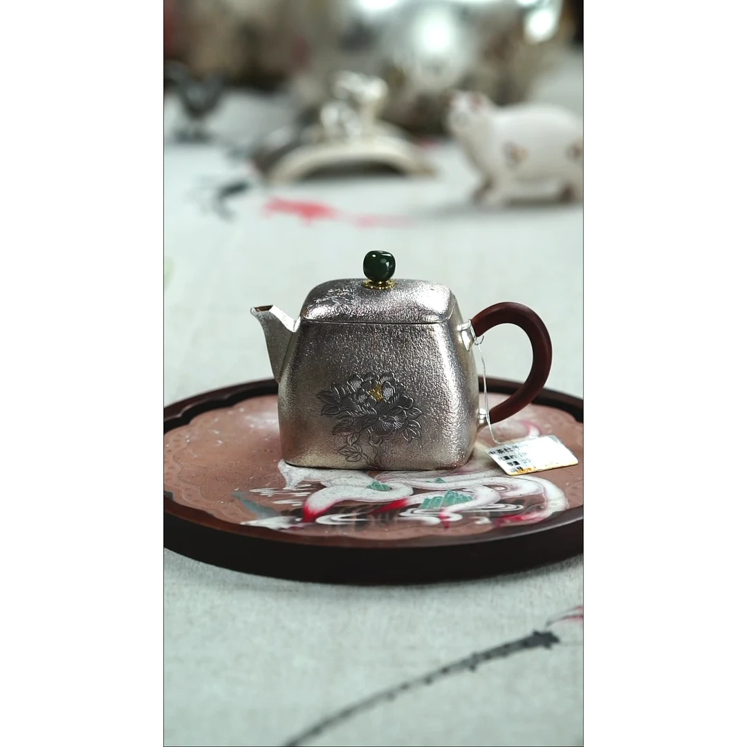 古悦足银999泡茶壶