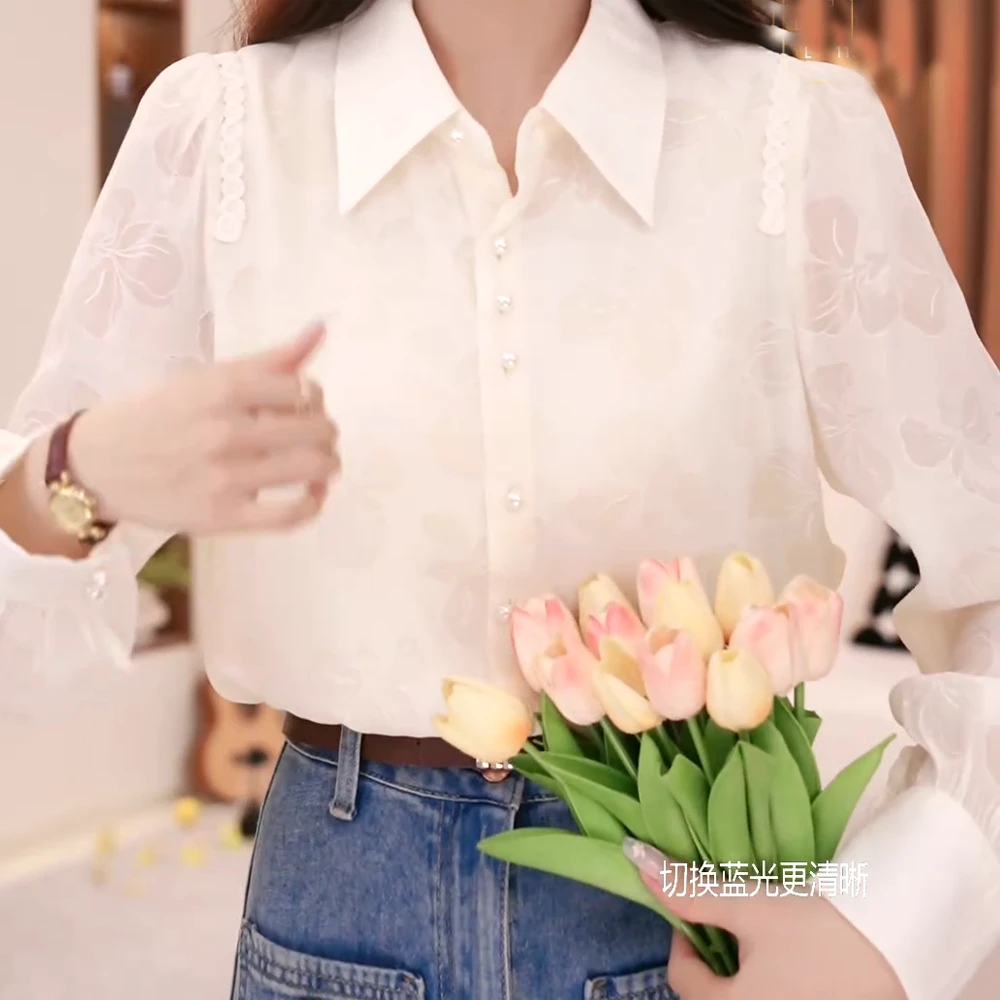 法式轻熟别致高级感翻领长袖衬衫女2025春季新款设计小众宽松上衣