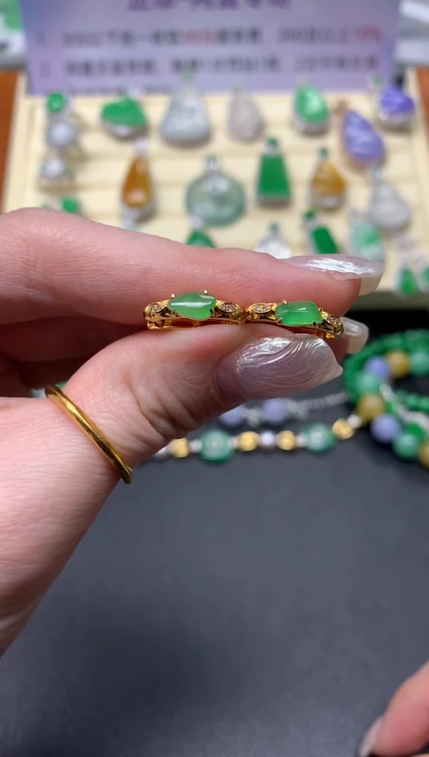 【闪购商品】翡翠耳饰18K金镶嵌耳饰|2700+270