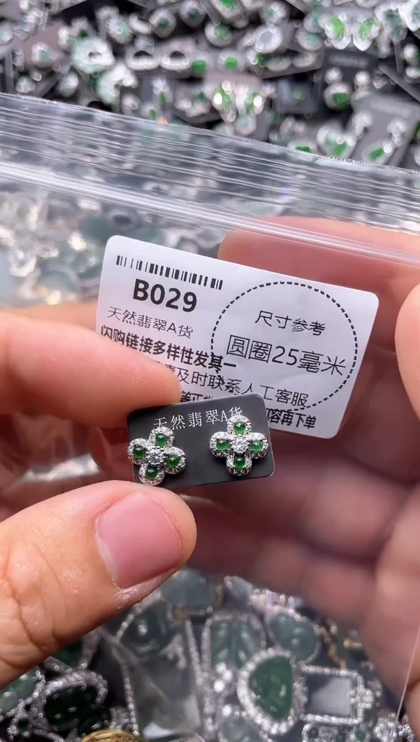 翡翠未镶嵌颈饰B029耳钉