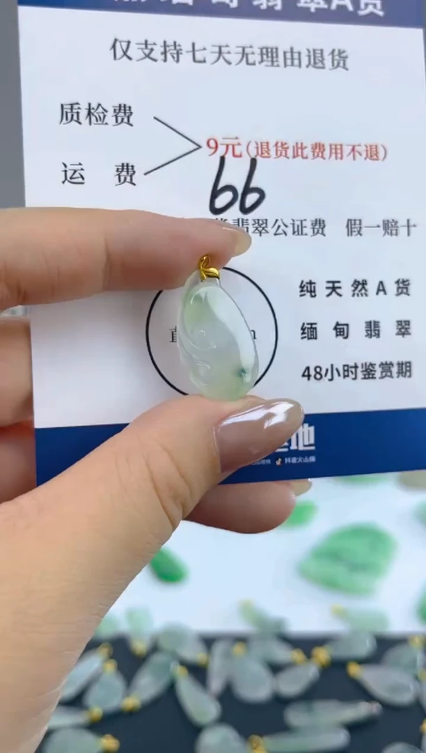 颈饰18K金镶嵌翡翠天然A货翡翠