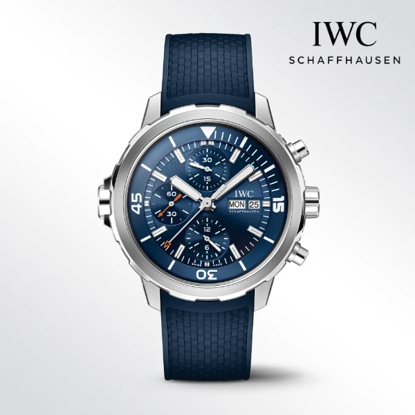99新 IWC/万国 海洋时计/表径44mm/公价60300元/蓝色男士腕表