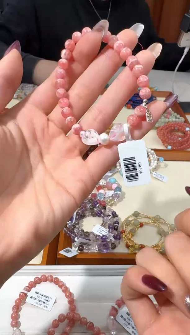 【闪购商品】水晶手链银S925镶嵌A026红纹雪花爱心款