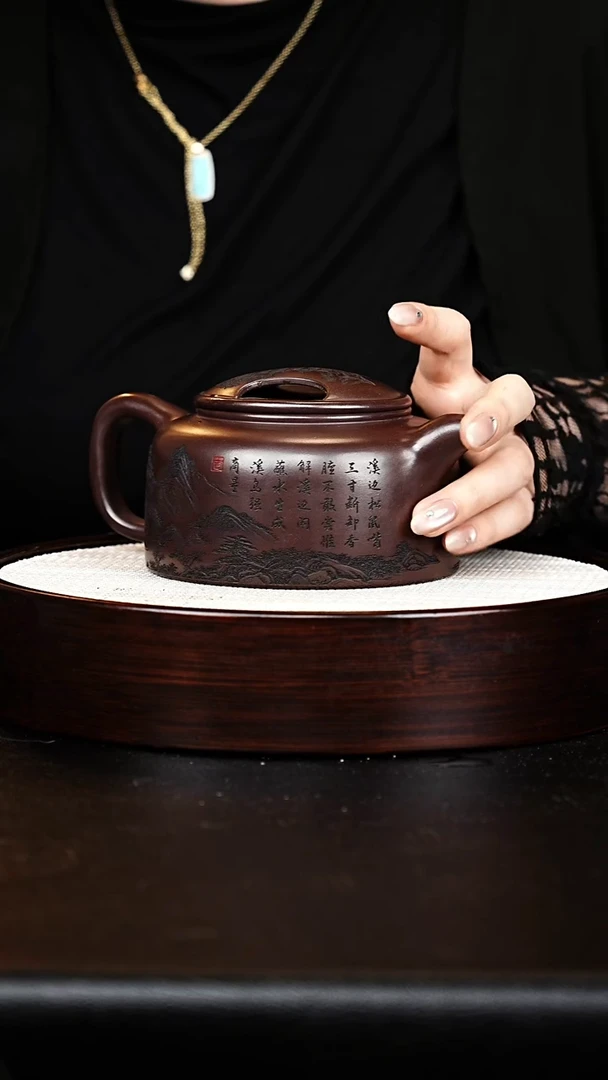 茶壶紫砂牛盖莲子