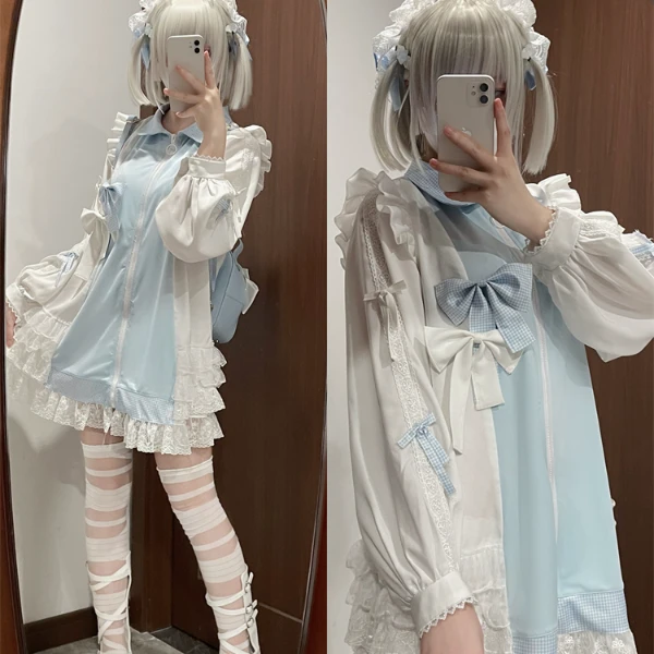 现货酒酿樱桃子 原创日系蕾服水色系统长袖外套裙夏亚文化薄款