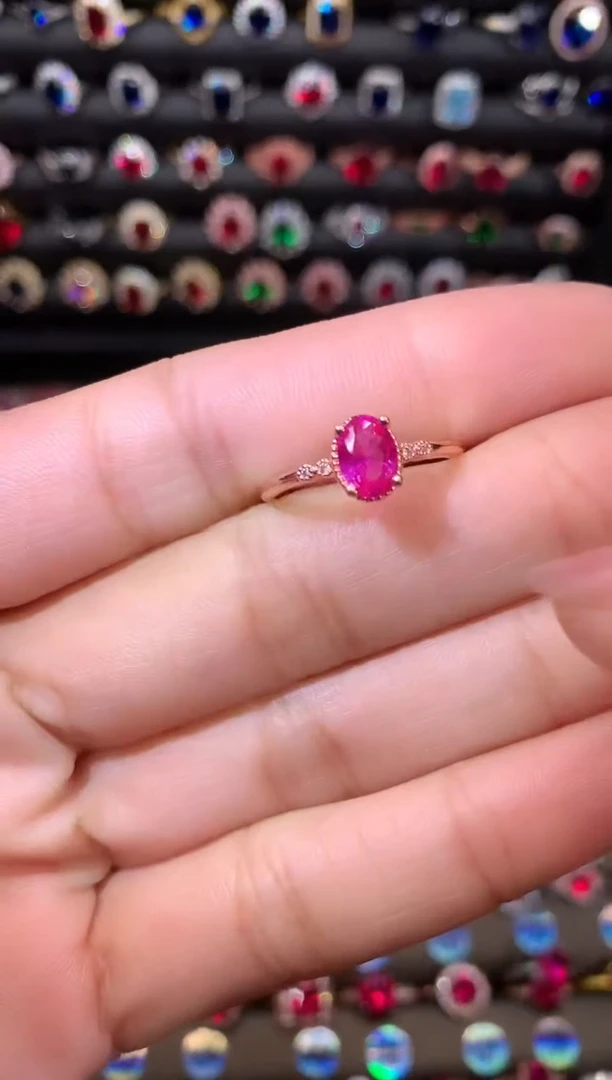 【闪购商品】蓝宝石戒指银S925镶嵌57玫瑰金