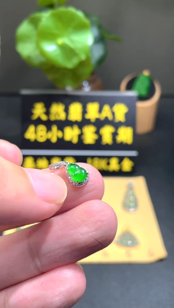 颈饰18K金镶嵌翡翠翡翠A货