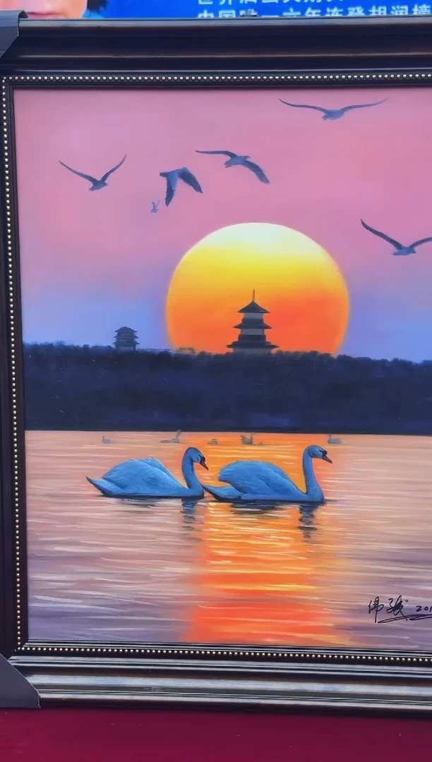 油画30管伟骏50*60天鹅精品油画作品