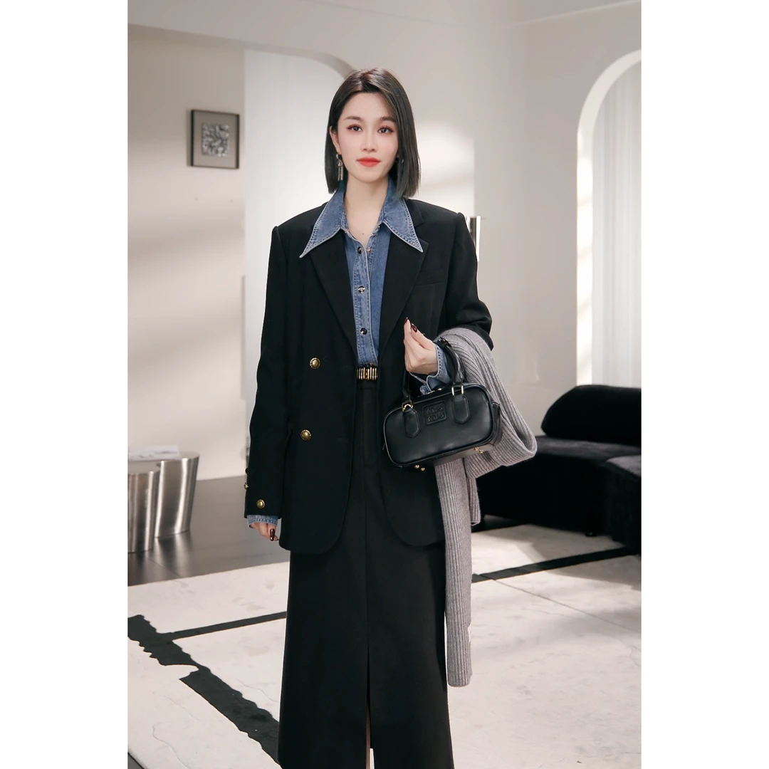 【ChanlleteMeline】设计师款时尚气质百搭羽绒服西装外套CM-8789