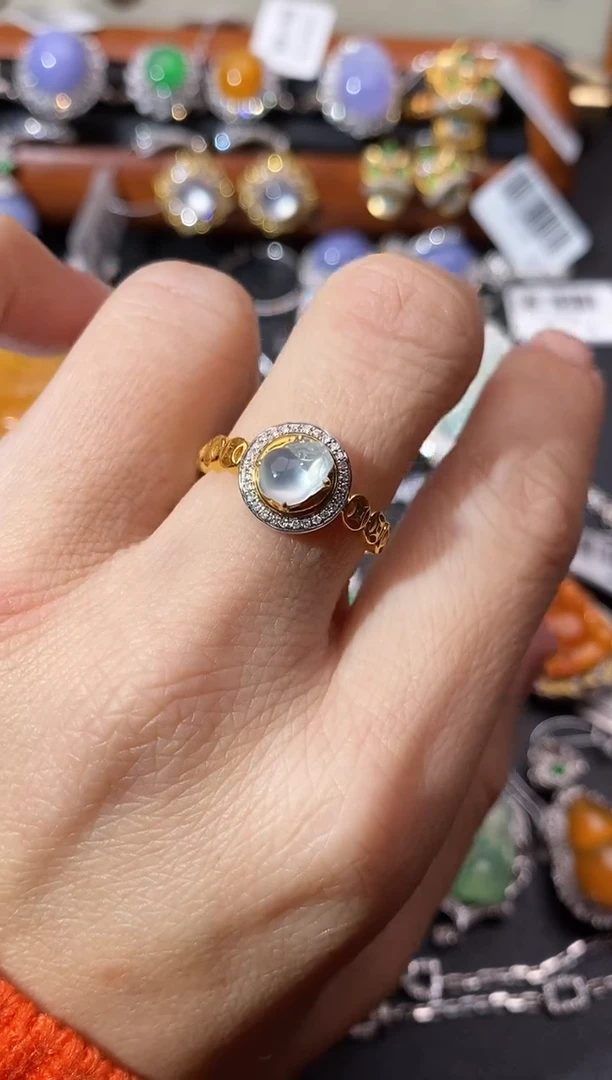 【闪购商品】翡翠戒指18K金镶嵌戒指