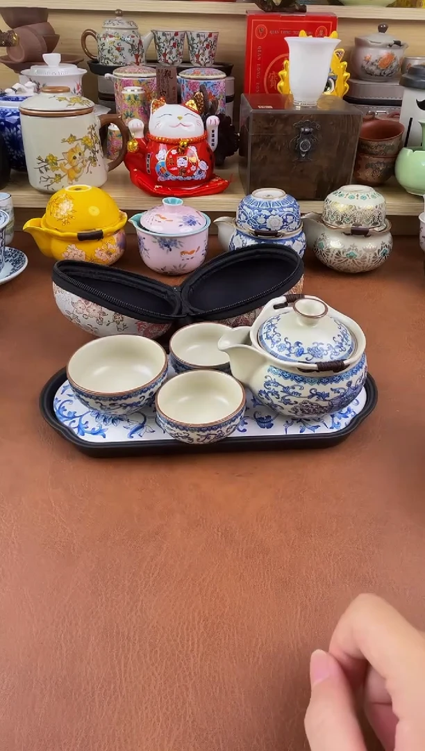 陶瓷茶具摆件旅行套组