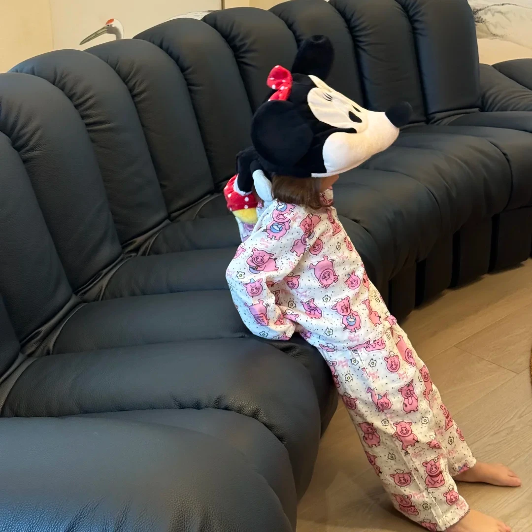 壹妈韩版童装女童秋季家居服套装洋气儿童可爱卡通粉色睡衣两件套