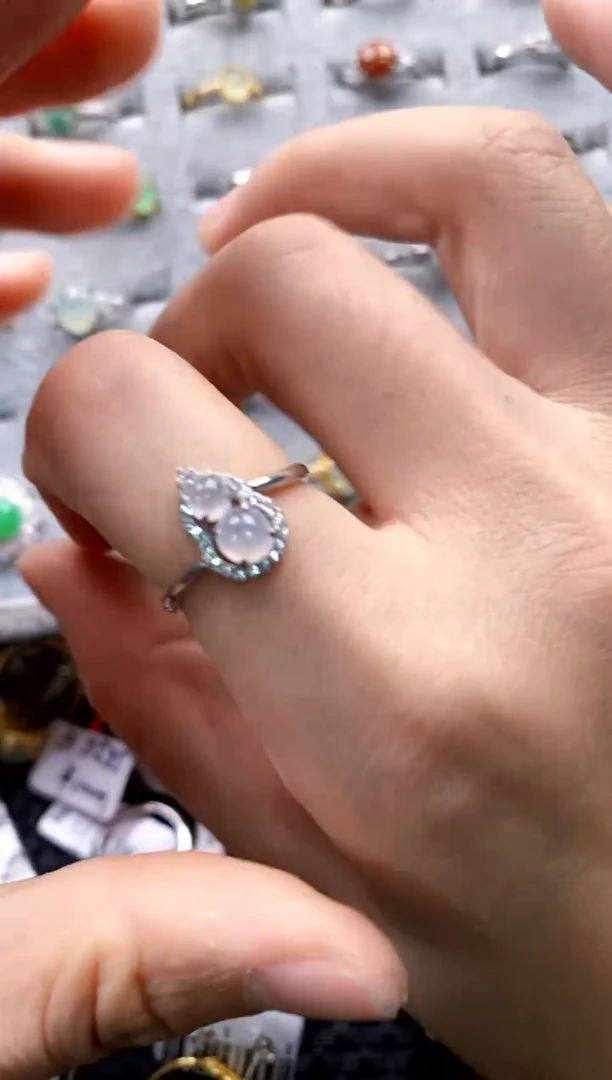 翡翠戒指银S925镶嵌8888---9