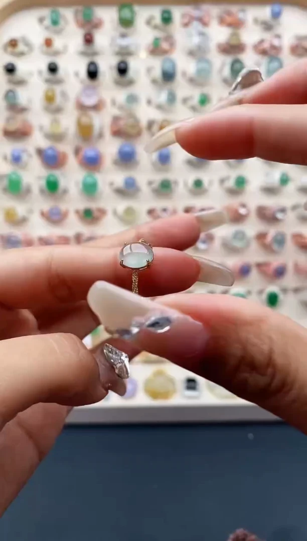 【闪购商品】翡翠戒指银S925镶嵌天然A货翡翠111  10+9