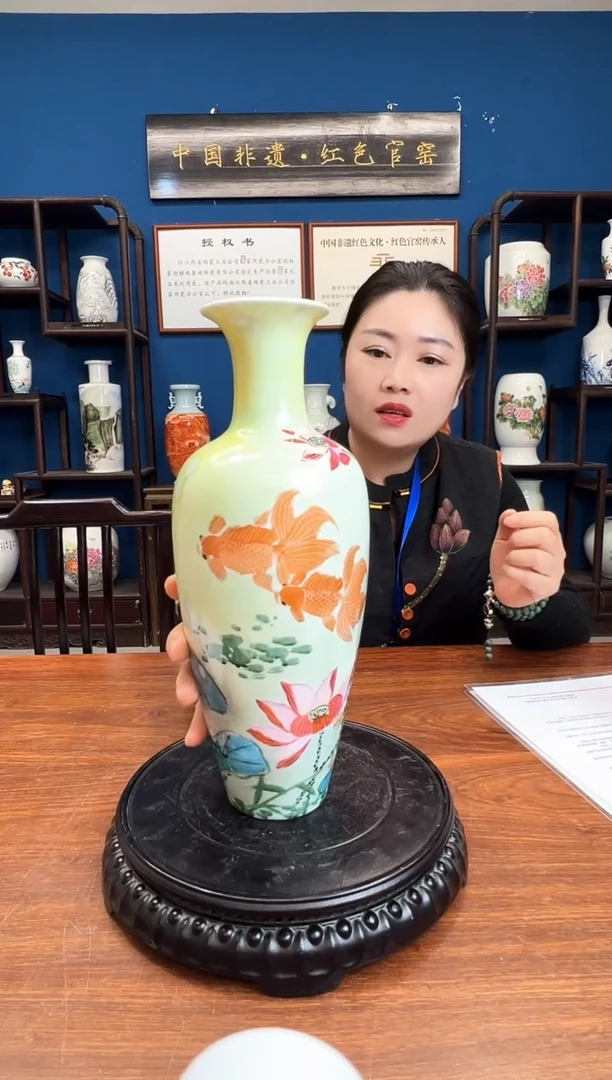 摆件瓷红色官窑-21