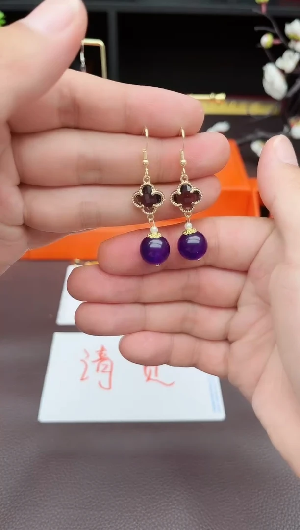 水晶耳饰银S925镶嵌112000