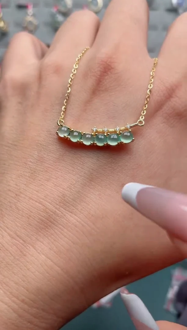 翡翠银S925镶嵌吊坠(不含链)、