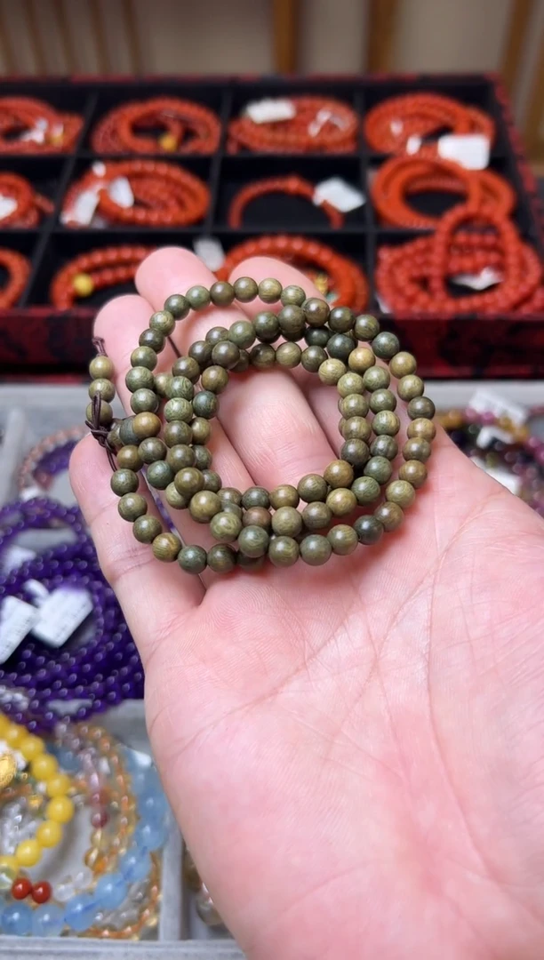 未镶嵌颈饰玛瑙/玉髓喝**水绿檀长链