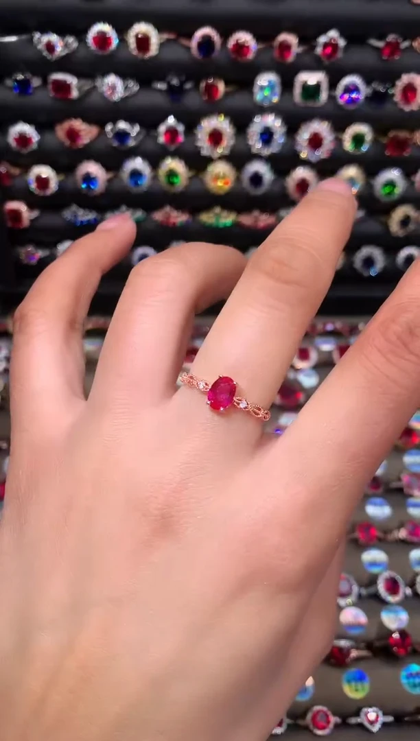 【闪购商品】红宝石戒指银S925镶嵌57