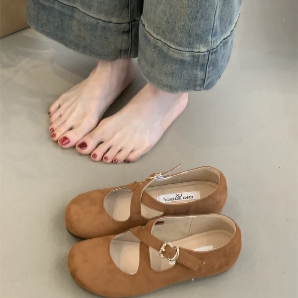 LBJ-E609法式交叉扣带平底时尚玛丽珍鞋女平底芭蕾鞋圆头浅口单鞋