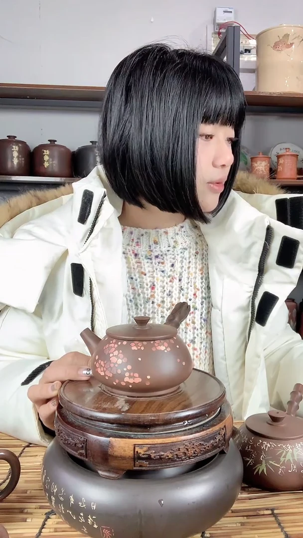 【闪购商品】罐建水紫陶手工彩填侧把壶