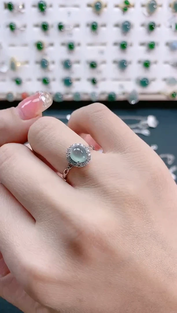 【闪购商品】翡翠戒指银S925镶嵌天然翡翠