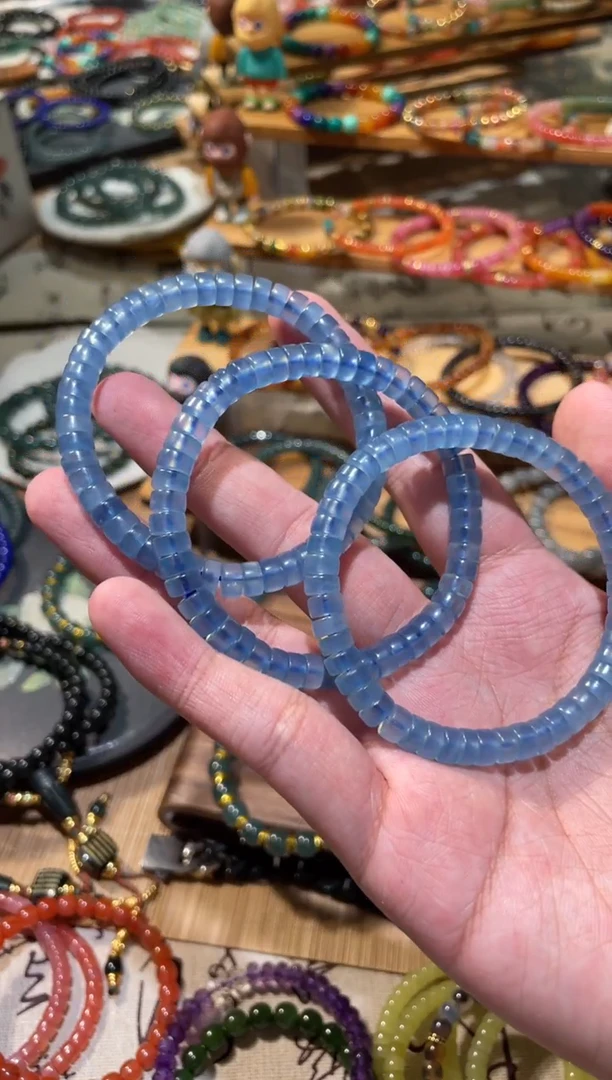 天然辰砂?***婆6.5mm蓝辰砂手串