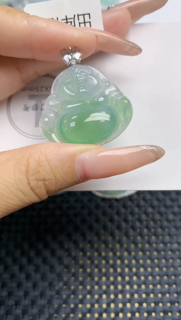 颈饰18K金镶嵌翡翠天然缅甸A货翡翠百元以上9元证书费自理