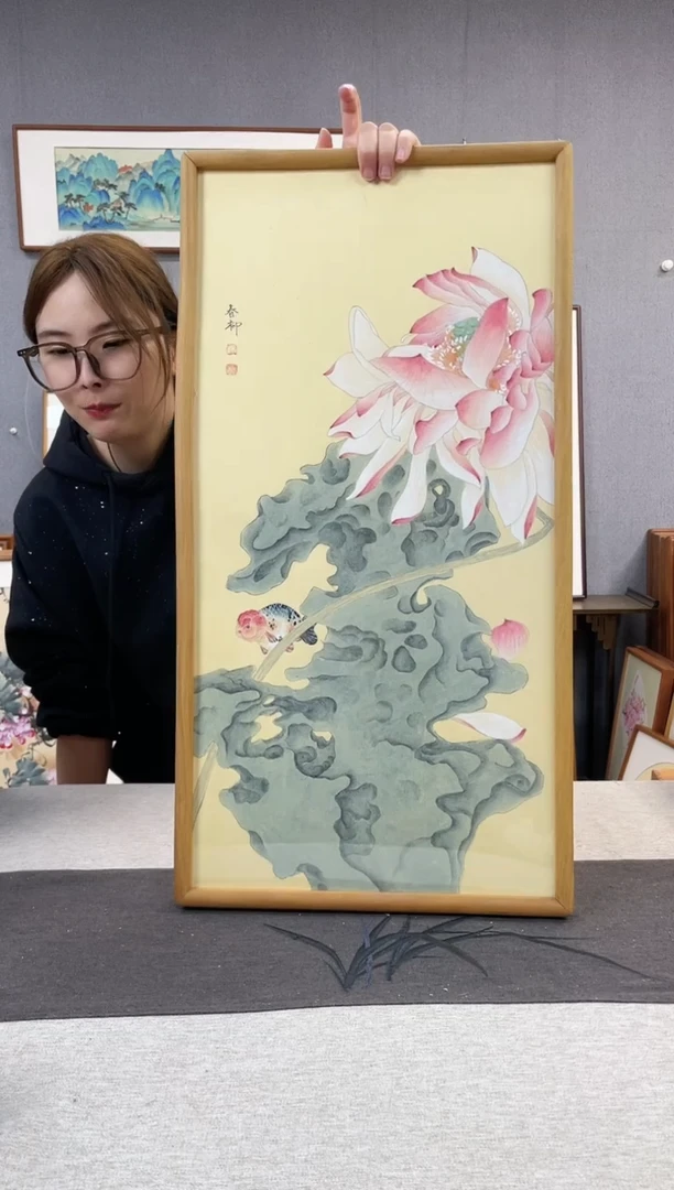 【闪购商品】国画手写手绘带框作品-35*68-杨春柳