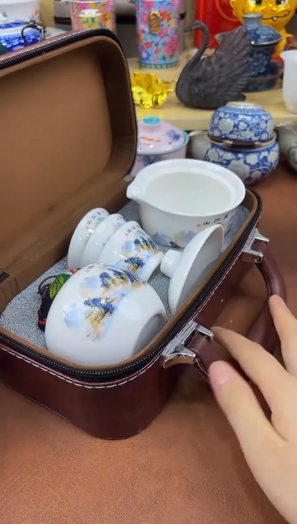 陶瓷茶具摆件旅行套组
