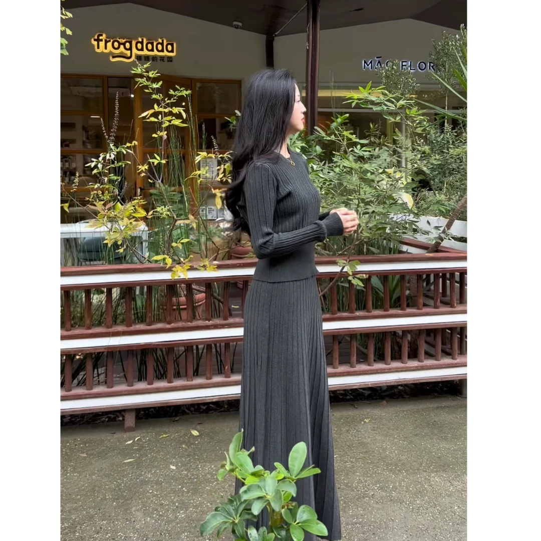 【秋意】长款毛织套装通勤极简风气质显瘦