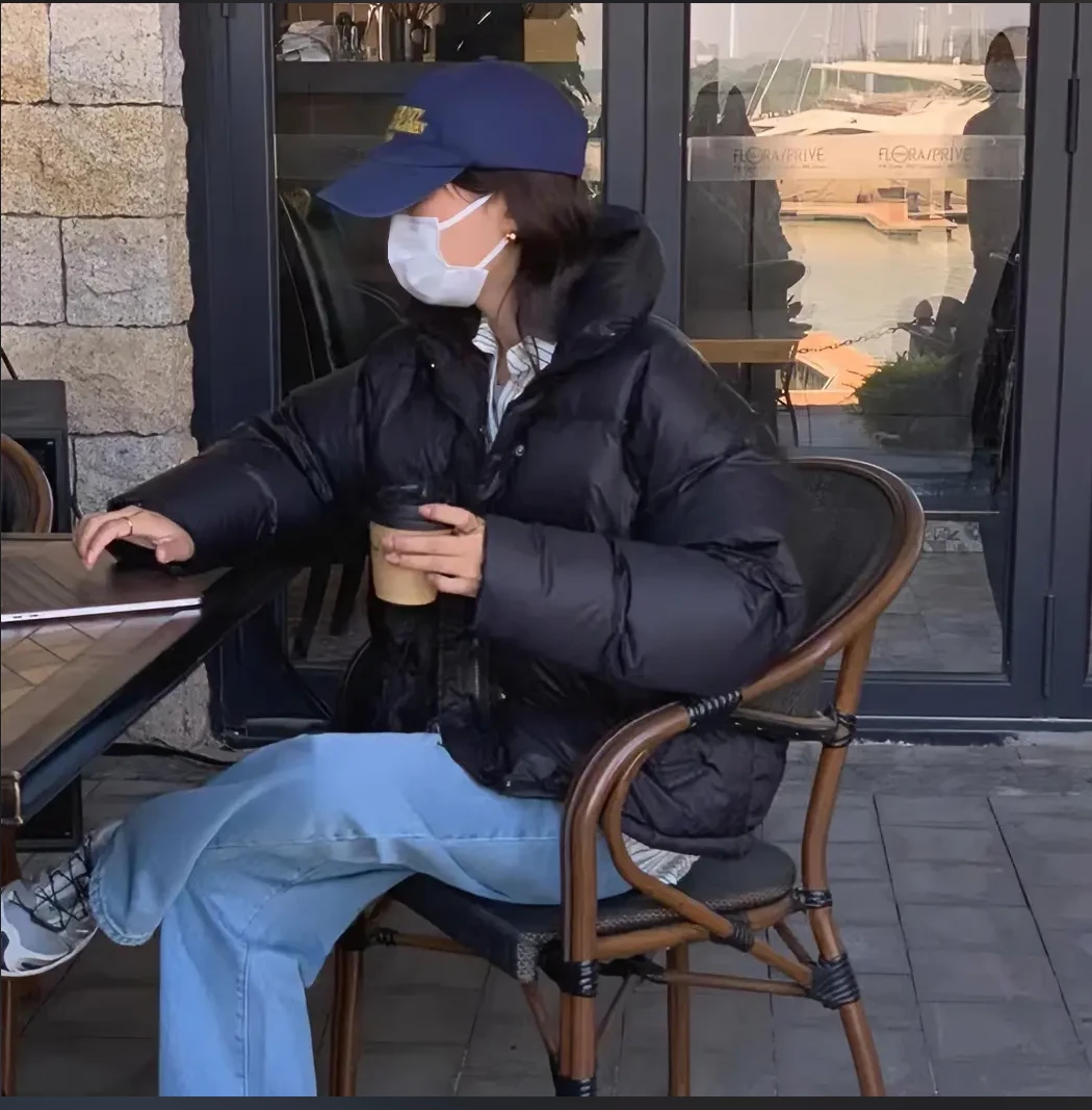 Bear Note新款白鸭绒面包服简约时尚通勤加厚宽松百搭外套气质