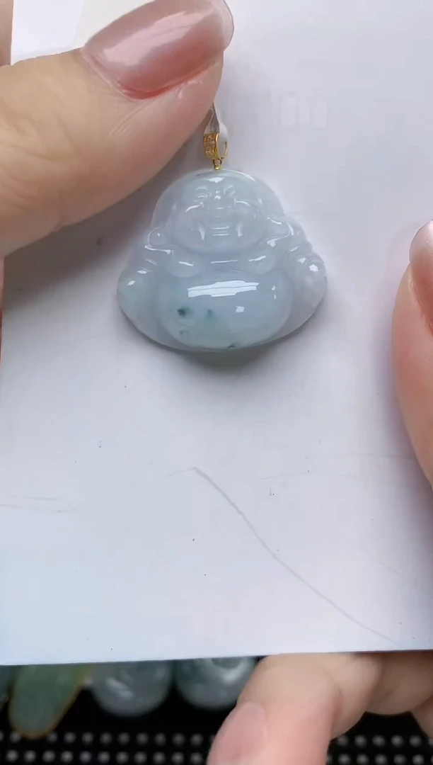 翡翠18K金镶嵌颈饰天然缅甸A货翡翠