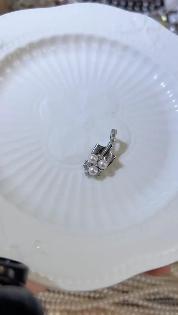 吊坠(不含链)银S925镶嵌淡水珍珠a02