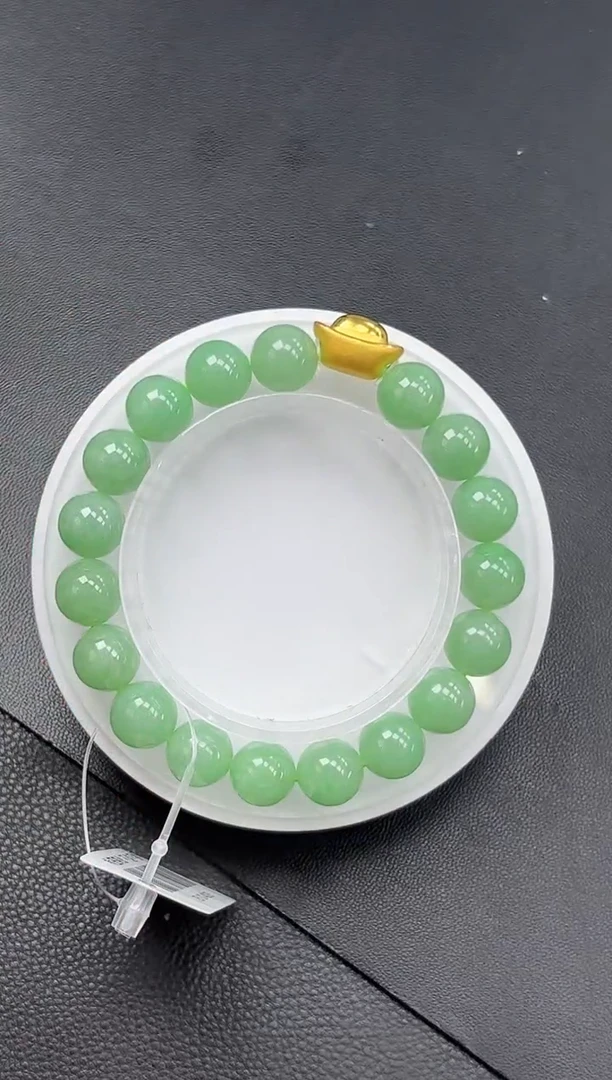 足金镶嵌手串翡翠翡翠手串单圈