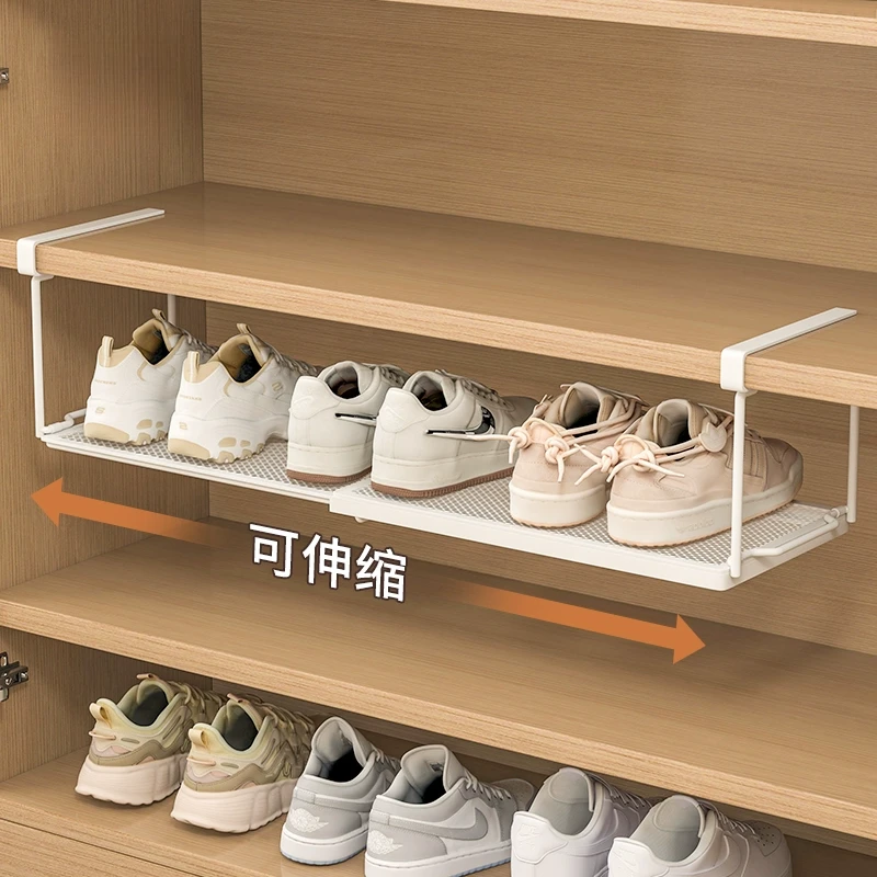 伸缩鞋柜分层隔板鞋架分隔层鞋子收纳神器省空间鞋托下挂架免打孔