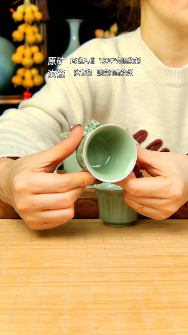 【闪购商品】豆青全手工手抓壶带两杯