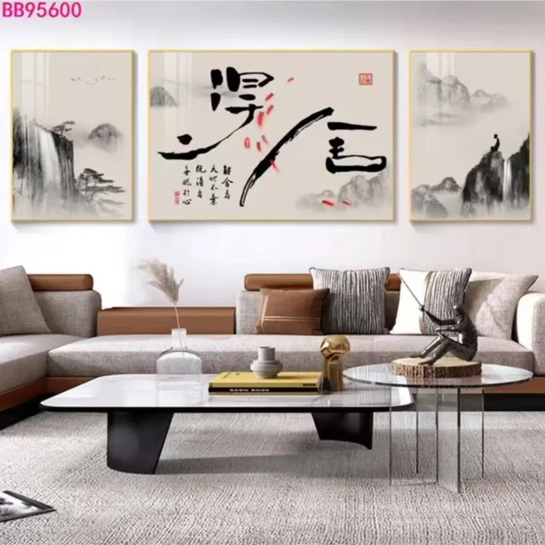 【舍得】客厅三联画简约轻奢沙发背景墙挂画晶瓷镶钻装饰画