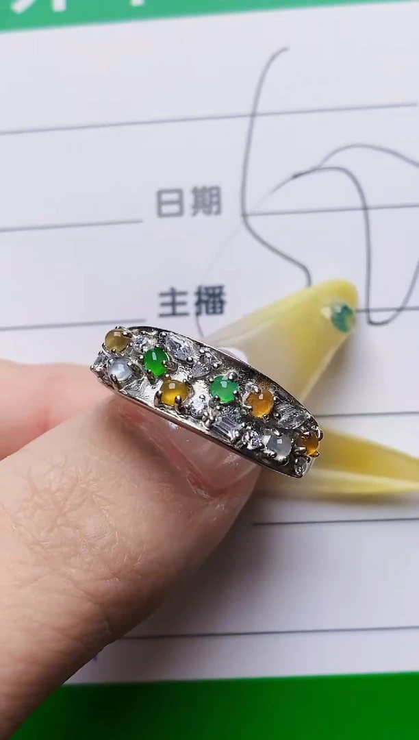 银S925镶嵌戒指翡翠2009