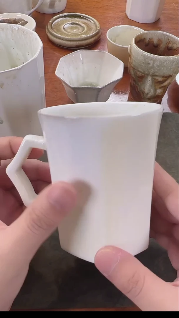 黄*桐三生瓷 柴烧裸烧 白马克杯