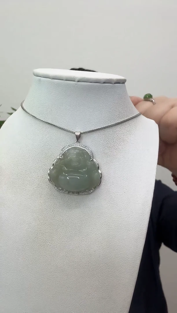 翡翠银S925镶嵌吊坠(赠链)佛公