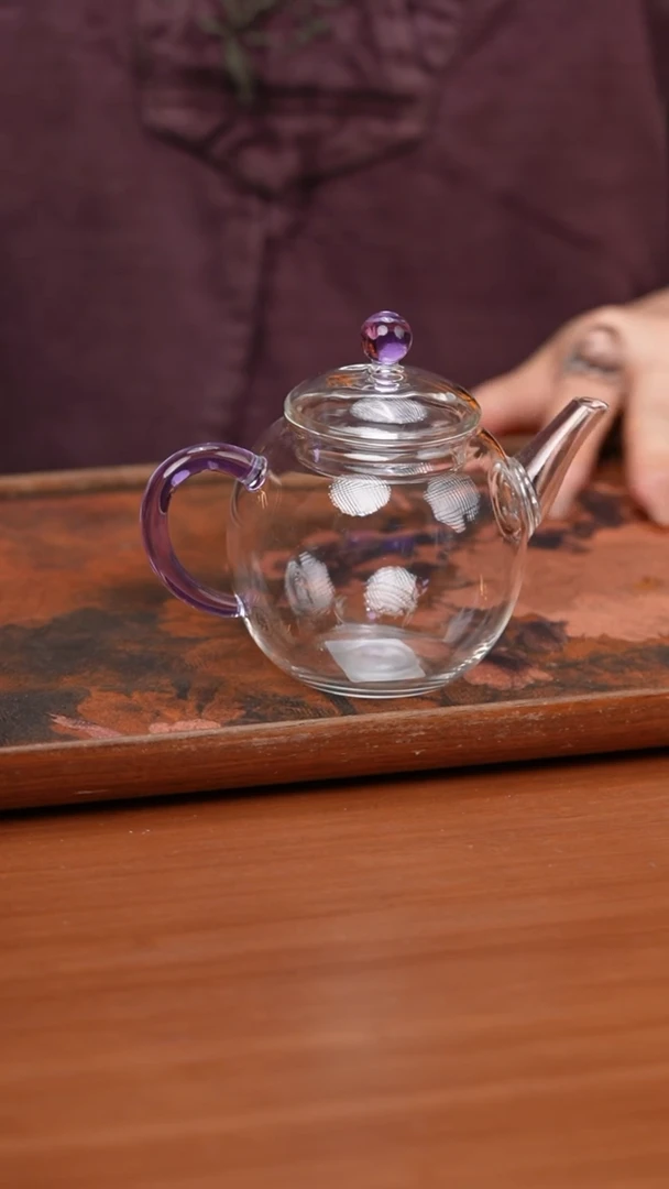 【闪购商品】玻璃茶壶/莫离/紫色/喜庆