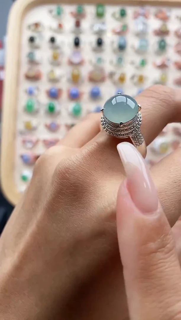 【闪购商品】翡翠戒指未镶嵌缅甸天然A货翡翠444  4+8